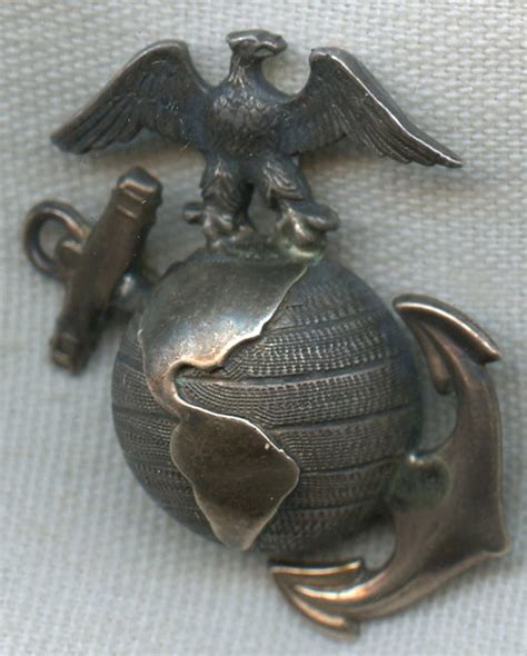 Beautiful Pinback Wwi Usmc Officer Dress Blue Collar Insignia Ega