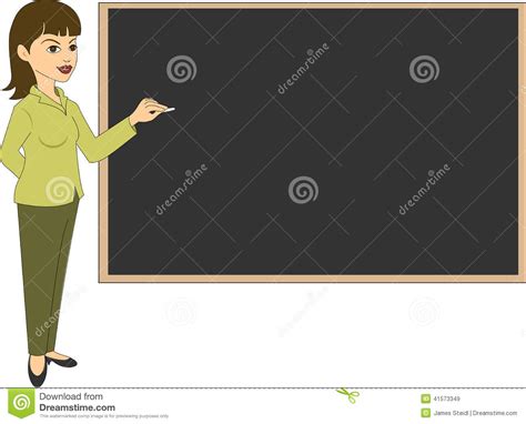 Female Teacher Standing With Pointer Next To Blackboard In Classroom
