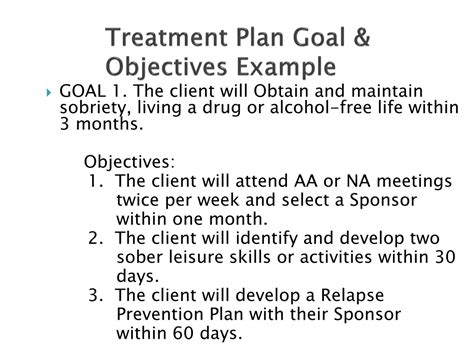 Treatment Plan Goals And Objectives Slideshare