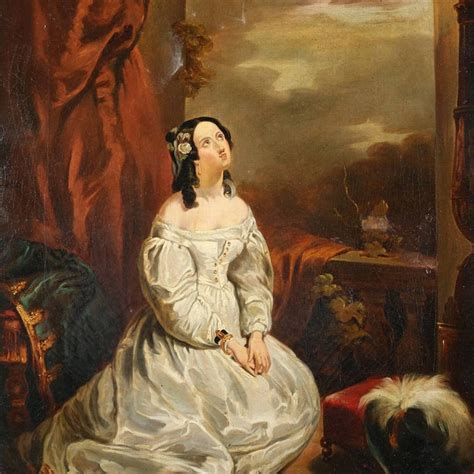 Antique English Romantic Oil On Canvas Portrait Painting