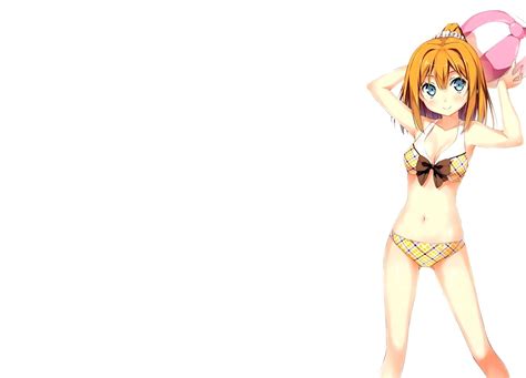 bikini blue eyes bow kantoku miyaguchi kei orange hair original photoshop swimsuit blue bikini