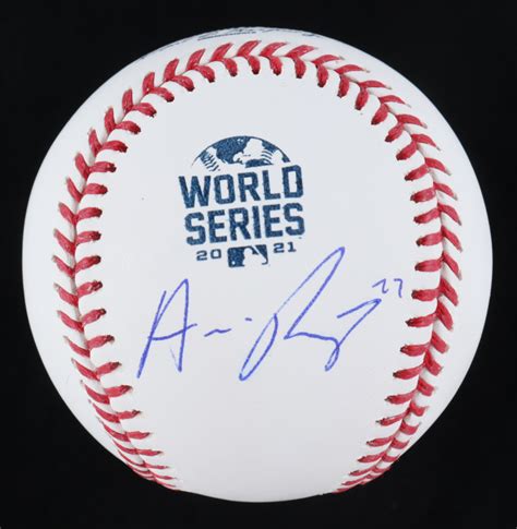 Austin Riley Signed 2021 World Series Logo Baseball Beckett