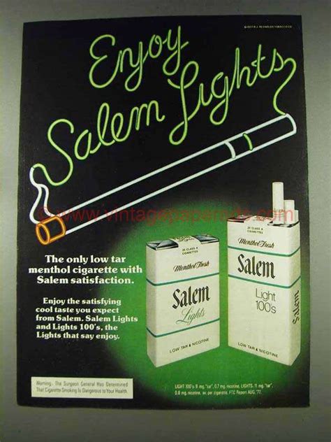 1978 Salem Lights Cigarettes Ad Enjoy Salem Lights Di1086