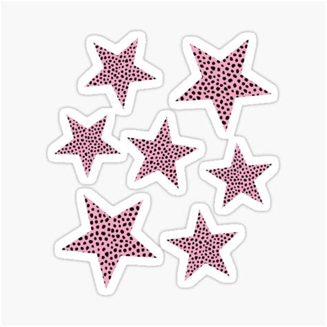 Pink Stars With Dalmatian Spots Print Sticker For Sale By