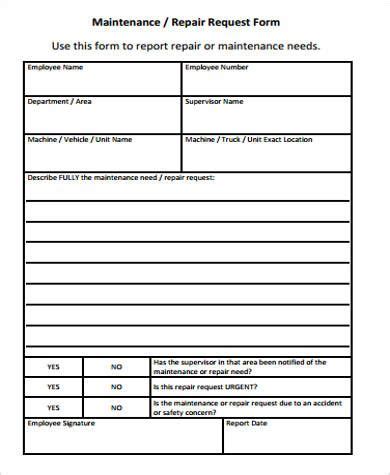 Vehicle owners must keep a record of car repairs and maintenance. Excel Maintenance Form : Maintenance Request Form template ...