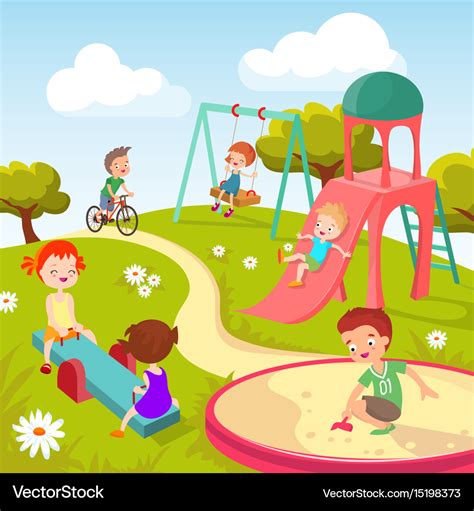 Cute Children At Playground Happy Children Vector Image