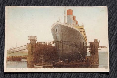 White Star Line Rms Olympic In Floating Dry Dock Postcard Posted 1934