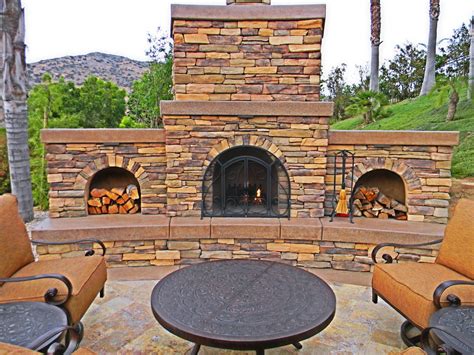 Stone Outdoor Fireplace Design Ideas Traditional Landscape San