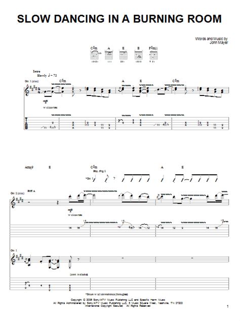 A e slow dancing in a burning room. Slow Dancing In A Burning Room | Sheet Music Direct