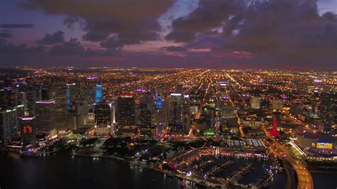 Aerial Florida Miami July 2017 Night 4k Inspire 2 Stock Video Footage