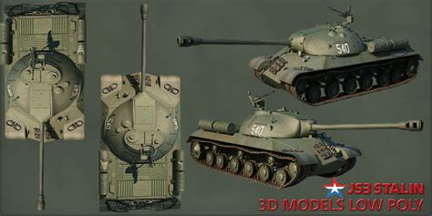 3d Model Russian Tank Stalin Js 3 3d Models Low Poly Vr Ar Low Poly