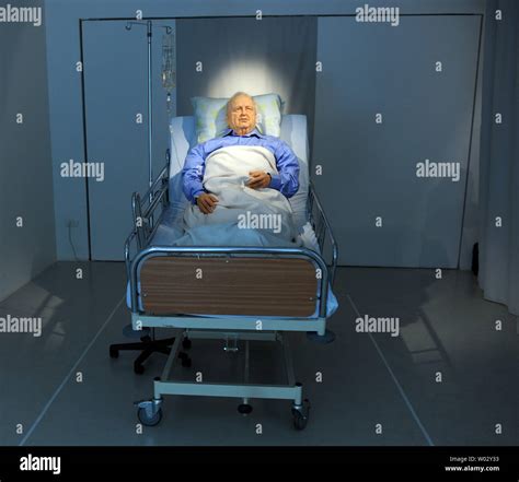 A Life Size Art Installation Of Former Israeli Prime Minister Ariel Sharon Lying Comatose In A