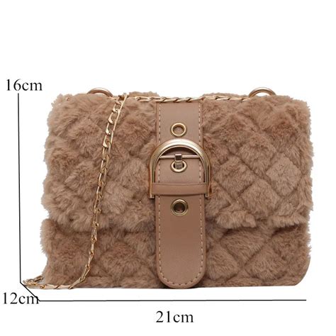 Winter Fashion Designer Faux Fur Shoulder Bag Lady Chains Embroidery Thread Lock Crossbody Bag