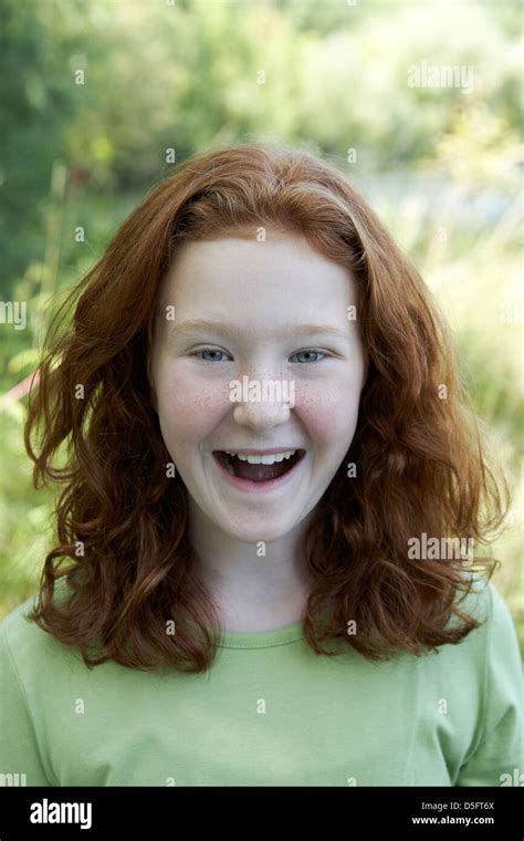 Red Haired Girl Laughing Stock Photo Alamy