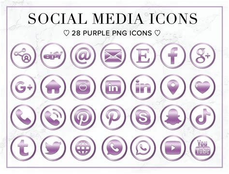Purple Social Media Icons Social Sharing Icons Website Etsy