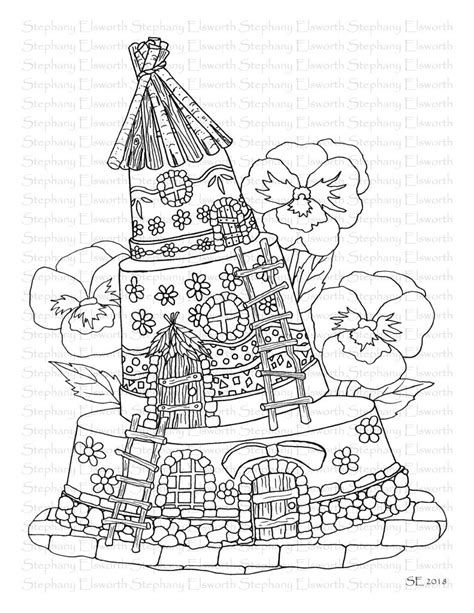 76 printable fairy coloring pages for girls. Flowerpot Fairy House Printable Coloring Page - Color with ...