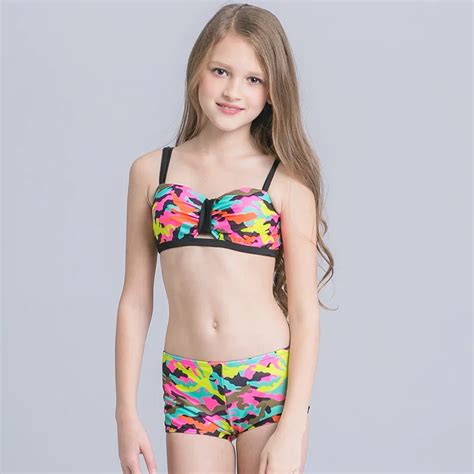 2018 New Girl Camuflaje Bikini Traje De Baño Chica De Niño Ropa De Playa Para Adolescentes