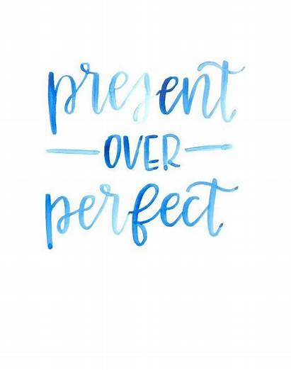 Present Hand Perfect Quote Lettering Word Watercolor