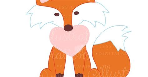 Fox With Heart Clipart Jw Illustrations Cute Valentine Fox Jwi