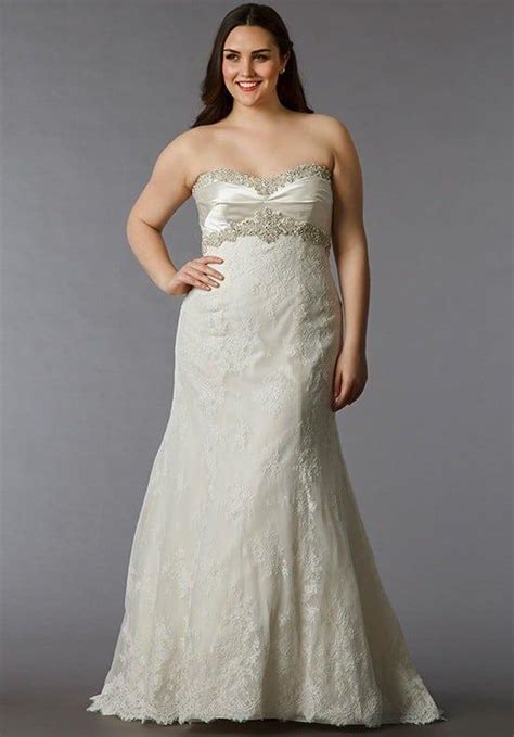 Empire Waist Lace Wedding Gowns for Plus size Brides