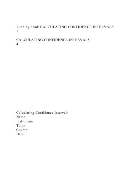 Running Head Calculating Confidence Intervals Docx