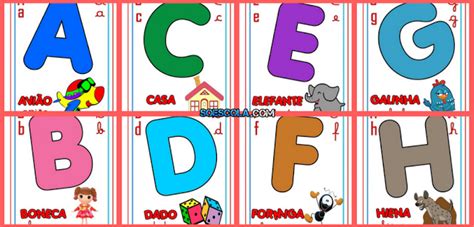 Cartazes Com Letras Do Alfabeto Ilustrado Para Imprimir — SÓ Escola Alfabeto Ilustrado Para