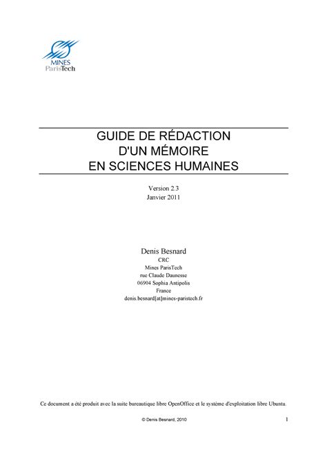 Guide Mémoire Guide De RÉdaction Dun MÉmoire En Sciences Humaines