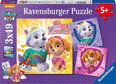 Buy Ravensburger 8008 Paw Patrol Skye And Everest Jigsaw Puzzles 3 X 49 Pieces Online At Lowest