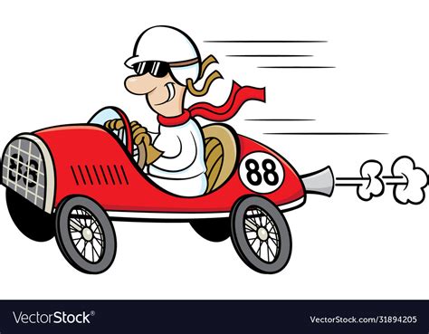 Cartoon Man Driving A Race Car Royalty Free Vector Image