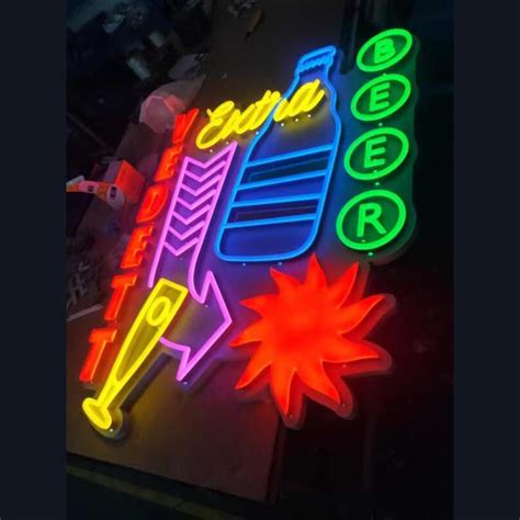 Acrylic Engraved Curved Led Neon Sign Business Signs