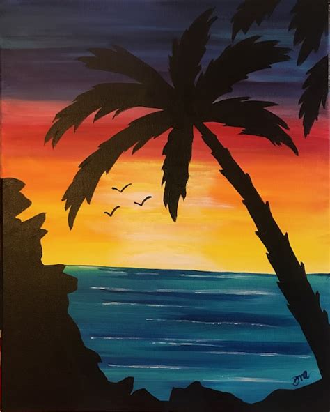 Palm Tree Sunset Painting At Explore Collection Of