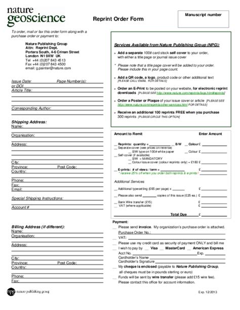 (PDF) Reprint Order Form Services Available from Nature ...