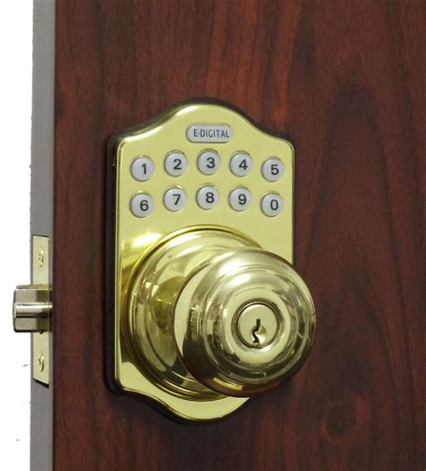 Lockey E Digital Keyless Electronic Knob Door Lock Bright Brass With Remote