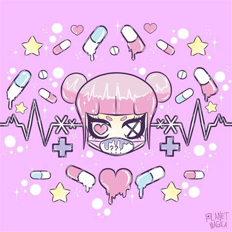 Unwell Small Square Yami Kawaii Menhera Mental Health Art Print 148cm