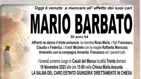 Santa Maria Del Cedro A Casali Del Manco L Ultimo Saluto A Mario Barbato