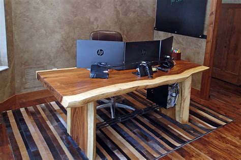 Natural Live Edge Desk In A Home Office Contemporary