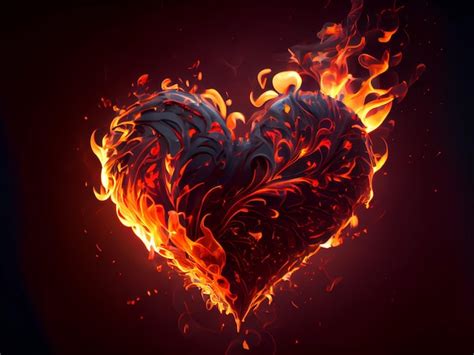 Premium Photo Flaming Heart On A Dark Background Unrequited Love