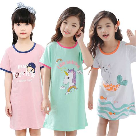 Totoro Cotton Nightdress Little Teen Girls Pajamas Dresses Children