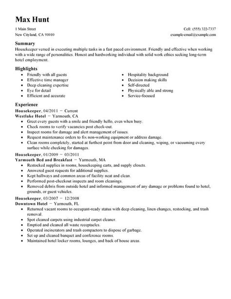 Lack of experience should not hold you back from landing the job of your dreams. Housekeeper Resume Examples {Created by Pros ...