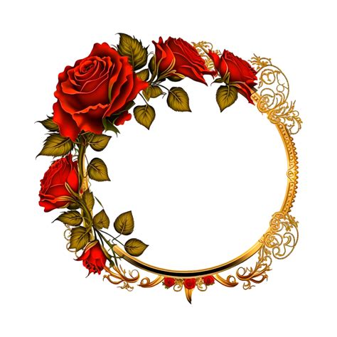 Beautiful Floral Wreath With Red Rose Flower Circle Frame 21776258 Png