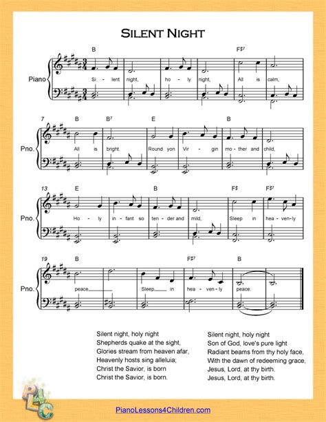 Silent Night Piano Lesson On Videos Lyrics And Free Sheet Music For Piano