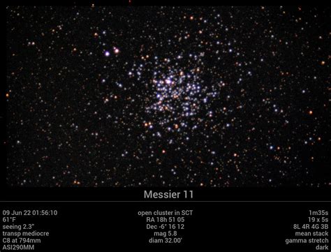 Messier 11 09jun22 01 56 10 Eaa Jocular Photo Gallery Cloudy Nights