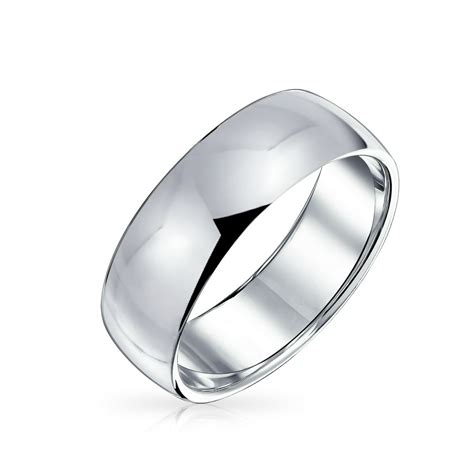 Bling Jewelry Simple Polished Wide Dome 925 Sterling Silver Wedding Band Ring For Men For