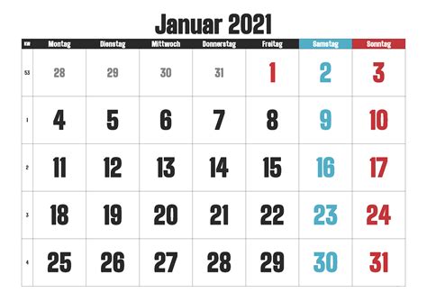 Entdecken sie auch die hervorragenden anderen angebotenen kalender, auch solche mit feiertagen. Kalender Januar 2021 Zum Ausdrucken Planer | Zudocalendrio