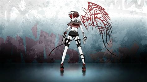 Wallpaper Si Rambut Merah Gadis Anime Ekor Tanduk Pistol Kegelapan Screenshot Wallpaper