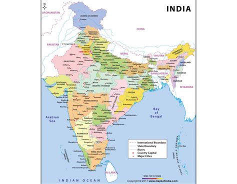 India Large Colour Map India Colour Map Large Colour Map Of India