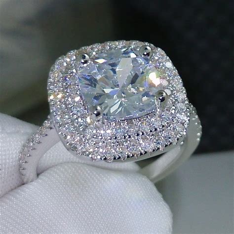choucong Cushion cut 8mm AAAAA zircon cz 925 Sterling silver Women