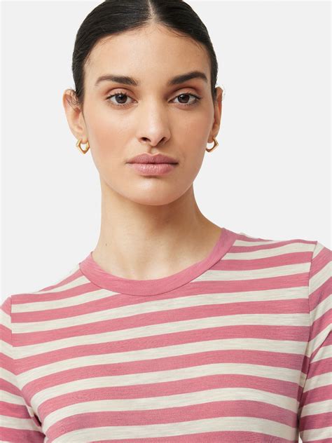 Cotton Slub Stripe Long Sleeve Tee Pink Jigsaw
