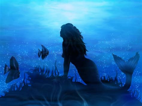 Mermaid In The Blue Sea Wallpapers And Images Wallpapers Pictures