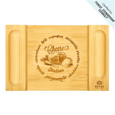 Royal Craft Wood Large Bamboo Cheese Board T Set Charcuterie Board